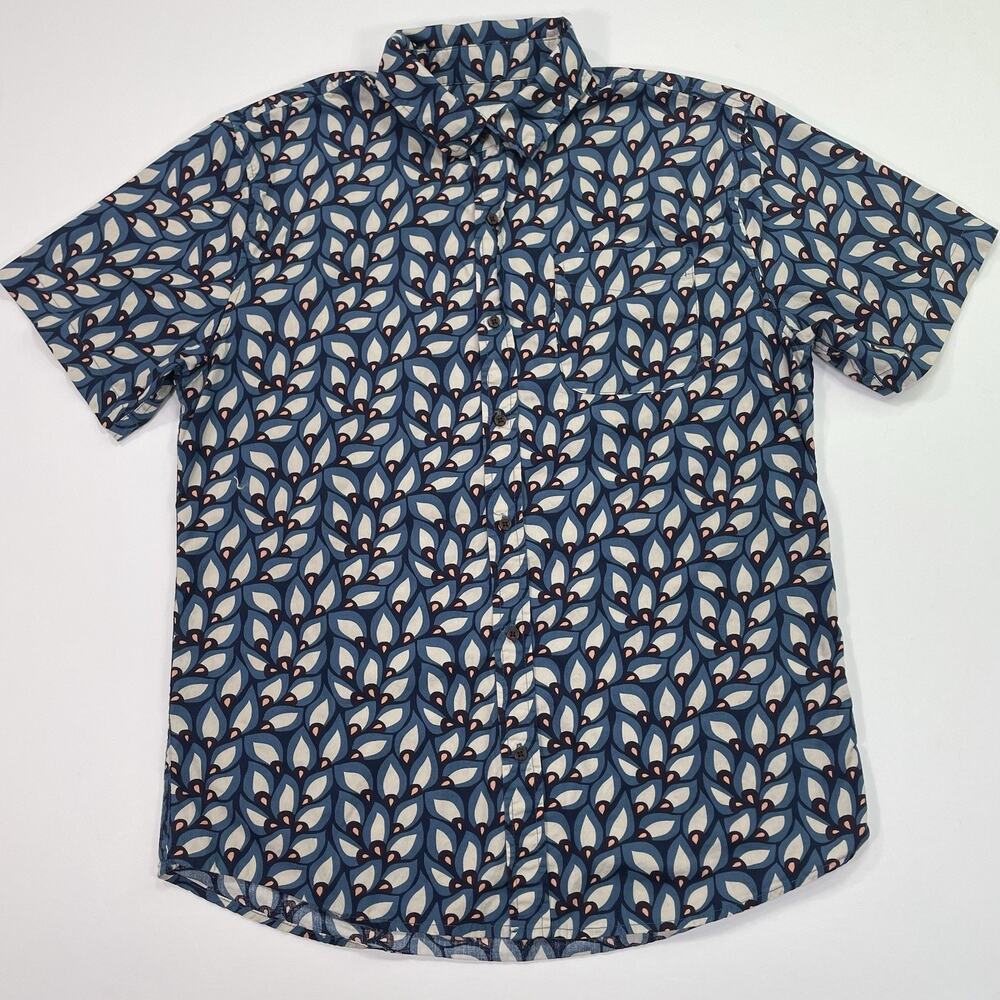 Katin Button Shirt Men’s Large Shirt Sleeve Peacock Feather Print‎ Summer Beach